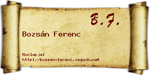 Bozsán Ferenc névjegykártya