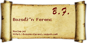 Bozsán Ferenc névjegykártya